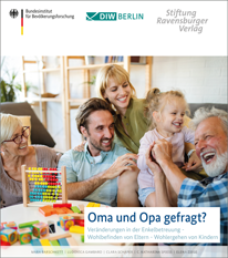 Cover „Oma und Opa gefragt? Veränderungen in der Enkelbetreuung - Wohlbefinden von Eltern - Wohlergehen von Kindern“ (verweist auf: Oma und Opa gefragt?)