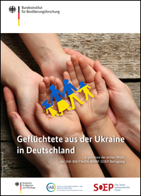 Cover „Geflüchtete aus der Ukraine in Deutschland: Ergebnisse der ersten Welle der IAB-BiB/FReDA-BAMF-SOEP Befragung“ (verweist auf: Geflüchtete aus der Ukraine in Deutschland)