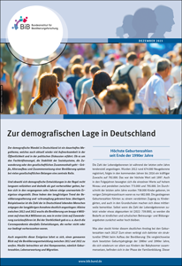 Titelseite der Beilage „Zur demografischen Lage in Deutschland“ zur Geographischen Rundschau 12/2023